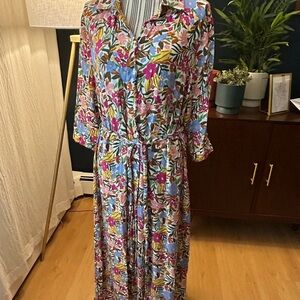 ELOQUII Floral Maxi Dress with Belt